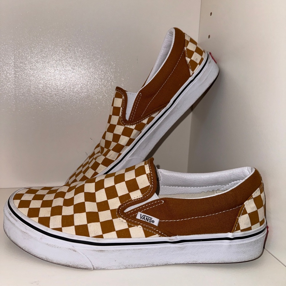 Brown checkerboard vans